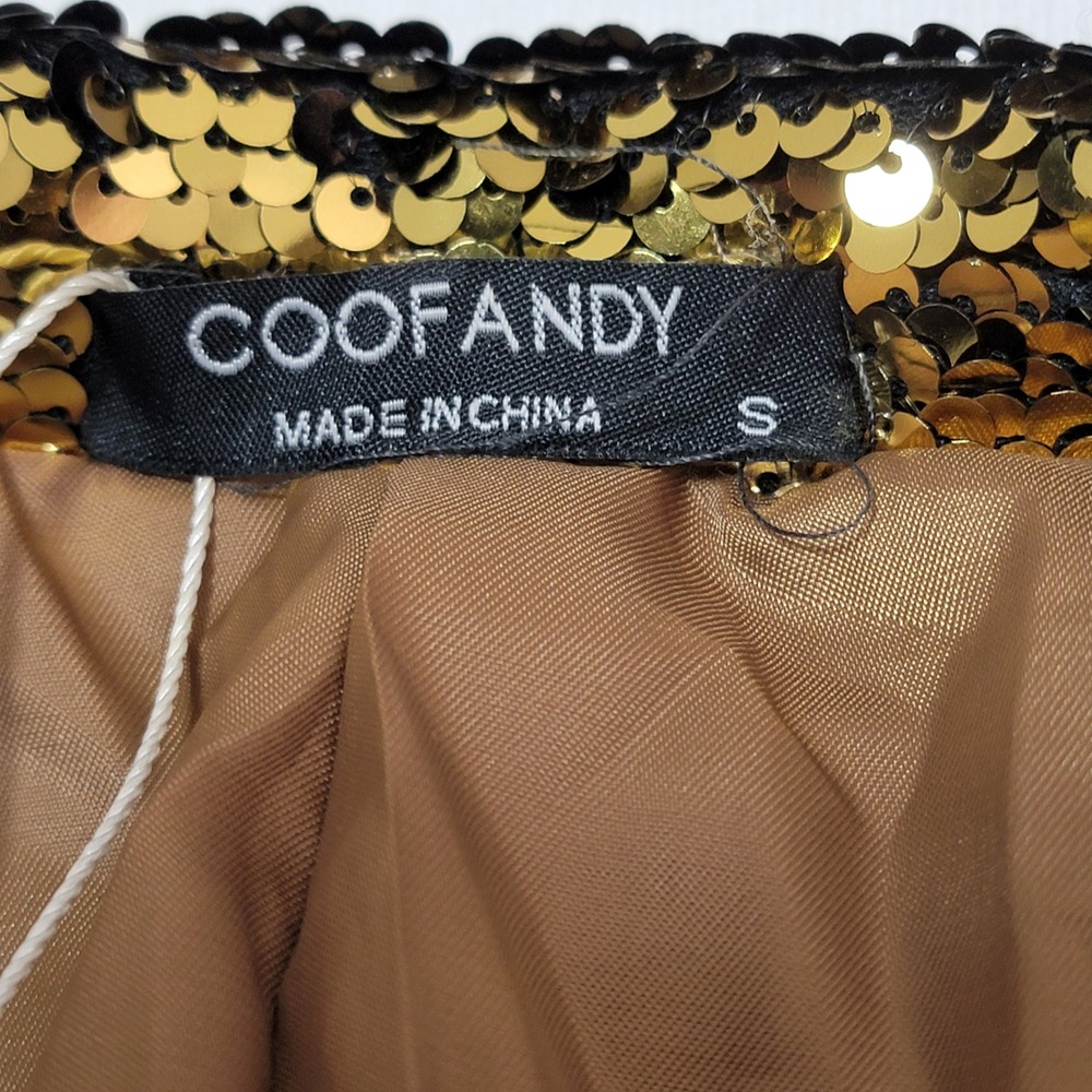 NWT Coofandy Sequin Blazer Gold Men's S Disco Glam Party Nightclub Performance - Picture 4 of 10